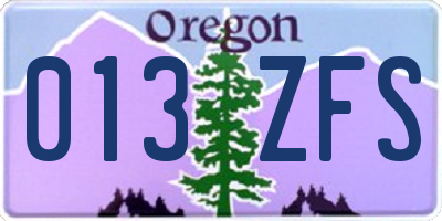 OR license plate 013ZFS