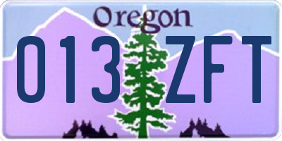 OR license plate 013ZFT