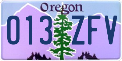OR license plate 013ZFV
