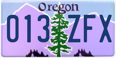 OR license plate 013ZFX