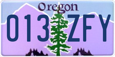 OR license plate 013ZFY