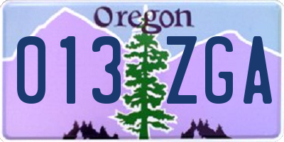 OR license plate 013ZGA