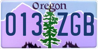 OR license plate 013ZGB