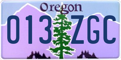 OR license plate 013ZGC