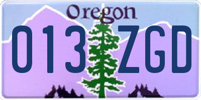 OR license plate 013ZGD