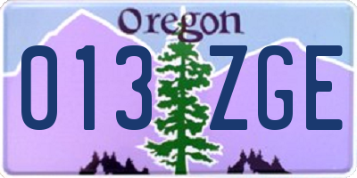 OR license plate 013ZGE