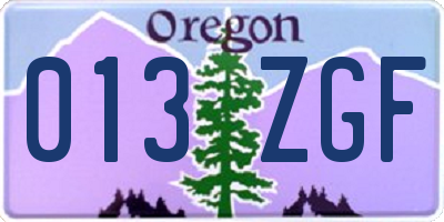 OR license plate 013ZGF