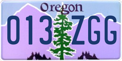 OR license plate 013ZGG