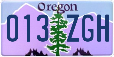 OR license plate 013ZGH