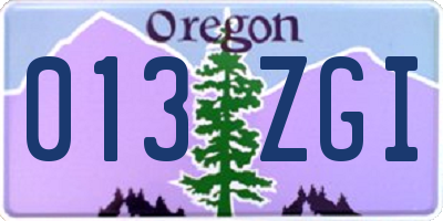 OR license plate 013ZGI