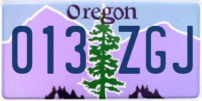 OR license plate 013ZGJ