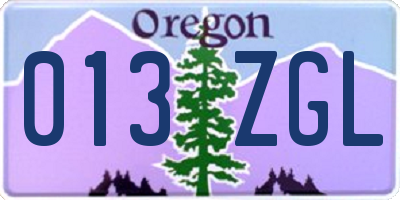 OR license plate 013ZGL