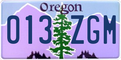 OR license plate 013ZGM