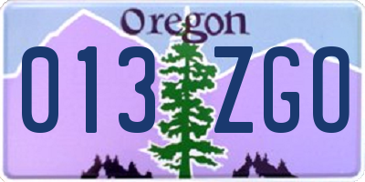 OR license plate 013ZGO