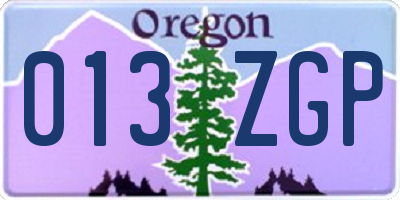 OR license plate 013ZGP