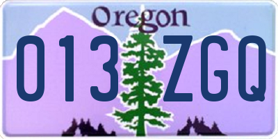 OR license plate 013ZGQ