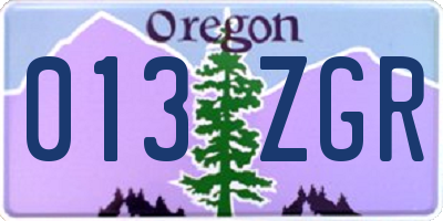 OR license plate 013ZGR