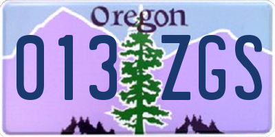 OR license plate 013ZGS