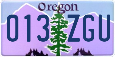 OR license plate 013ZGU