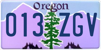 OR license plate 013ZGV