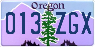OR license plate 013ZGX