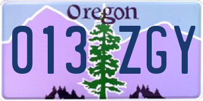 OR license plate 013ZGY