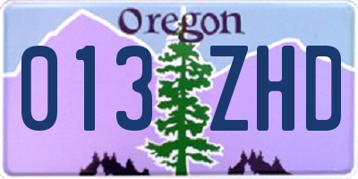 OR license plate 013ZHD
