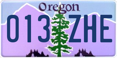 OR license plate 013ZHE