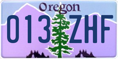 OR license plate 013ZHF