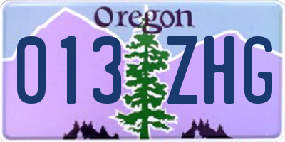 OR license plate 013ZHG