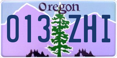 OR license plate 013ZHI
