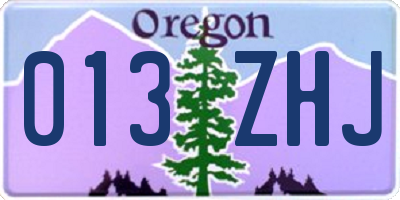 OR license plate 013ZHJ