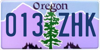 OR license plate 013ZHK