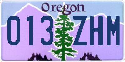 OR license plate 013ZHM