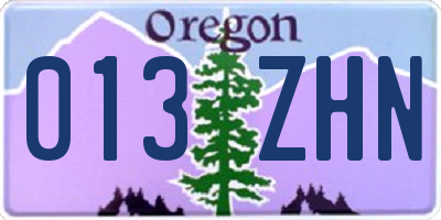 OR license plate 013ZHN