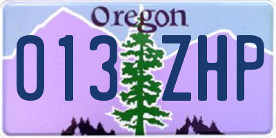 OR license plate 013ZHP