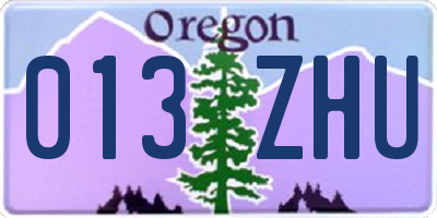 OR license plate 013ZHU