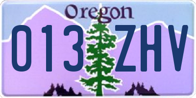 OR license plate 013ZHV