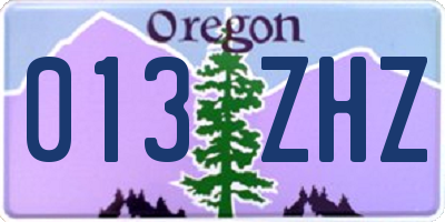 OR license plate 013ZHZ