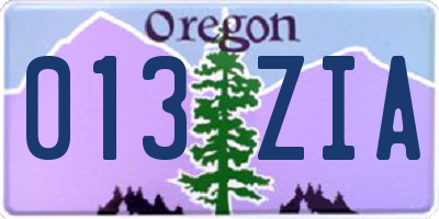 OR license plate 013ZIA