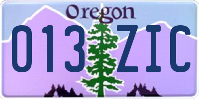 OR license plate 013ZIC