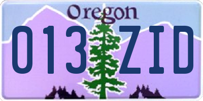 OR license plate 013ZID
