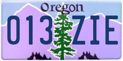 OR license plate 013ZIE