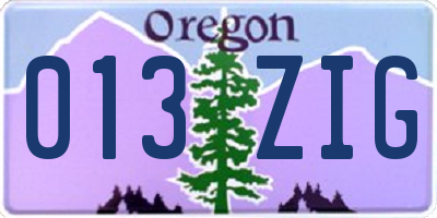 OR license plate 013ZIG