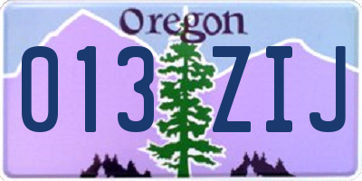OR license plate 013ZIJ
