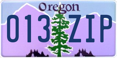 OR license plate 013ZIP