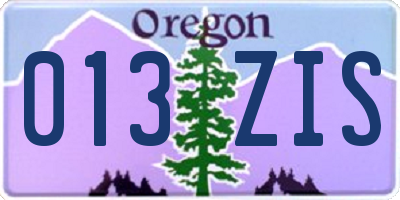 OR license plate 013ZIS