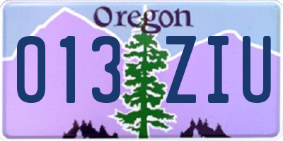 OR license plate 013ZIU