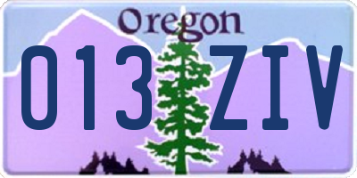 OR license plate 013ZIV