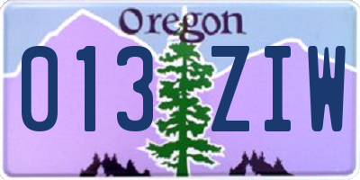 OR license plate 013ZIW